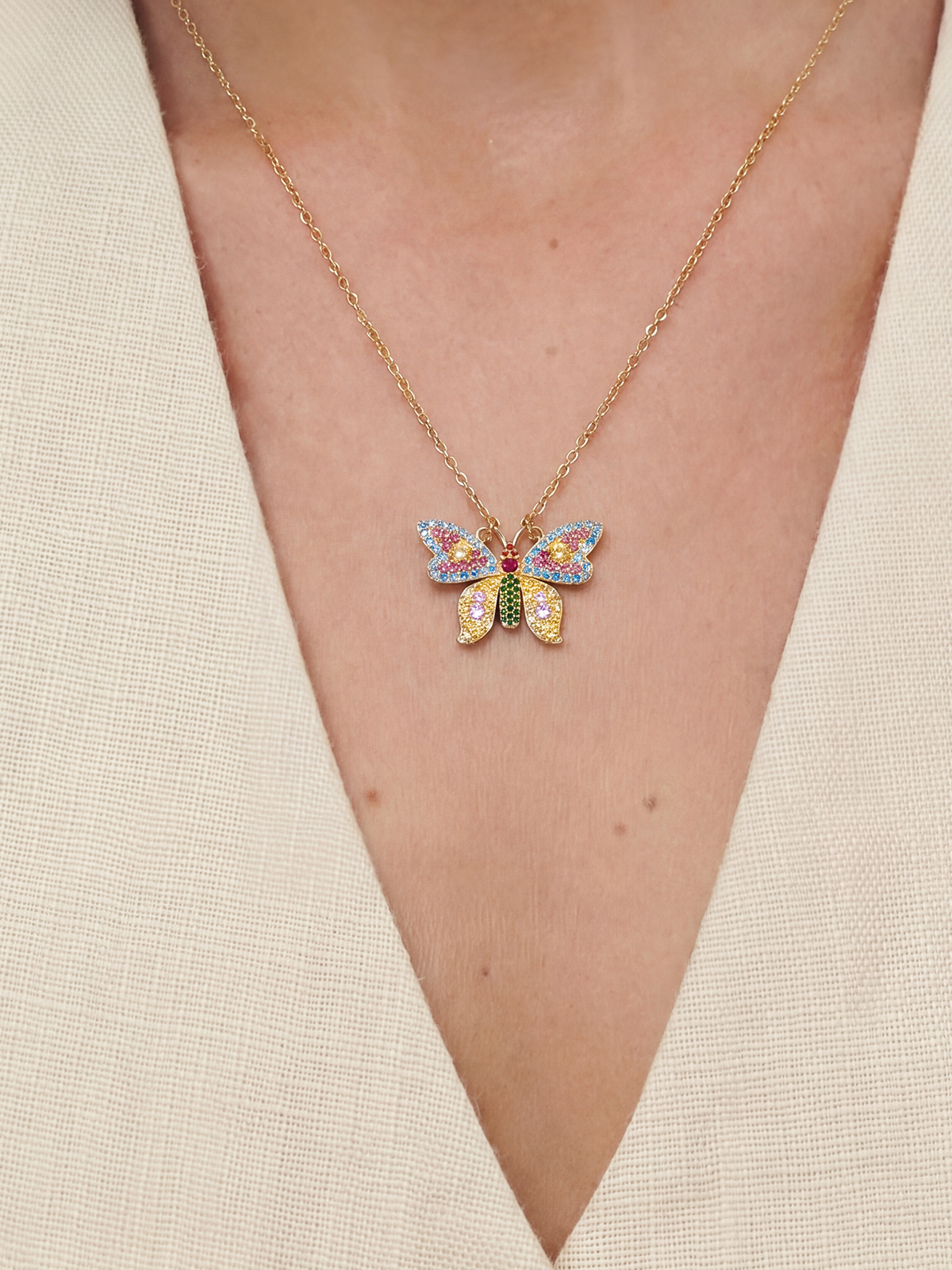 Rainbow Butterfly Kolye