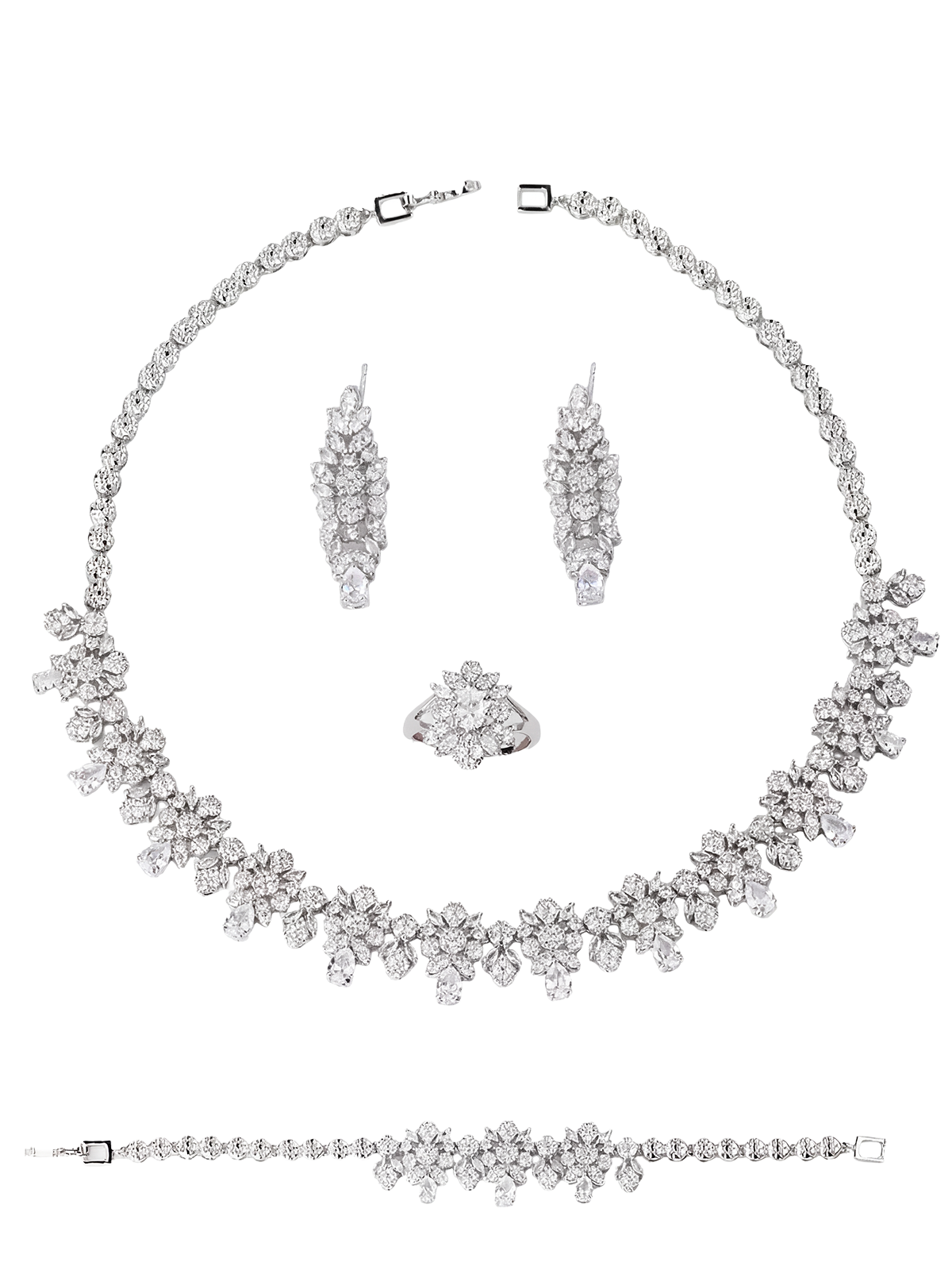 Amelia Kolye - Küpe - Bileklik - Yüzük Set