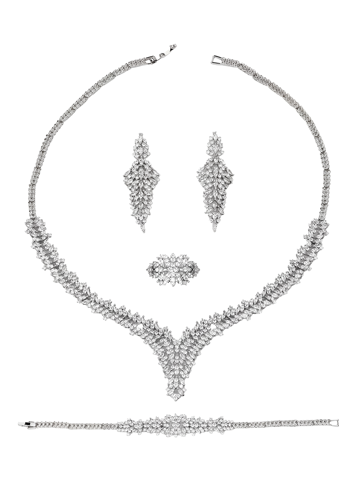 Harper Kolye - Küpe - Bileklik - Yüzük Set