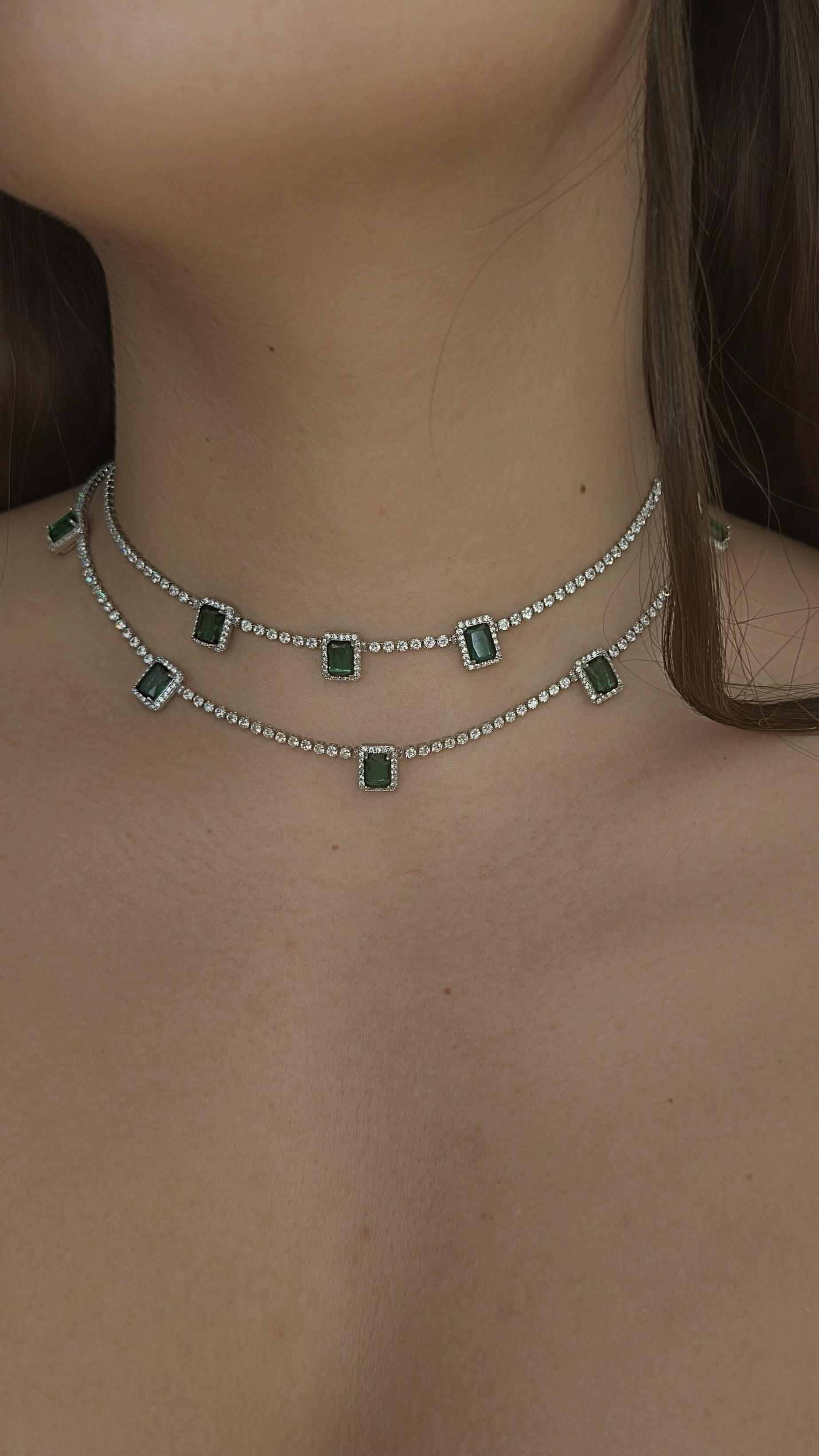 Green Baguette Choker Su Yolu Kolye Atelier Duygu.