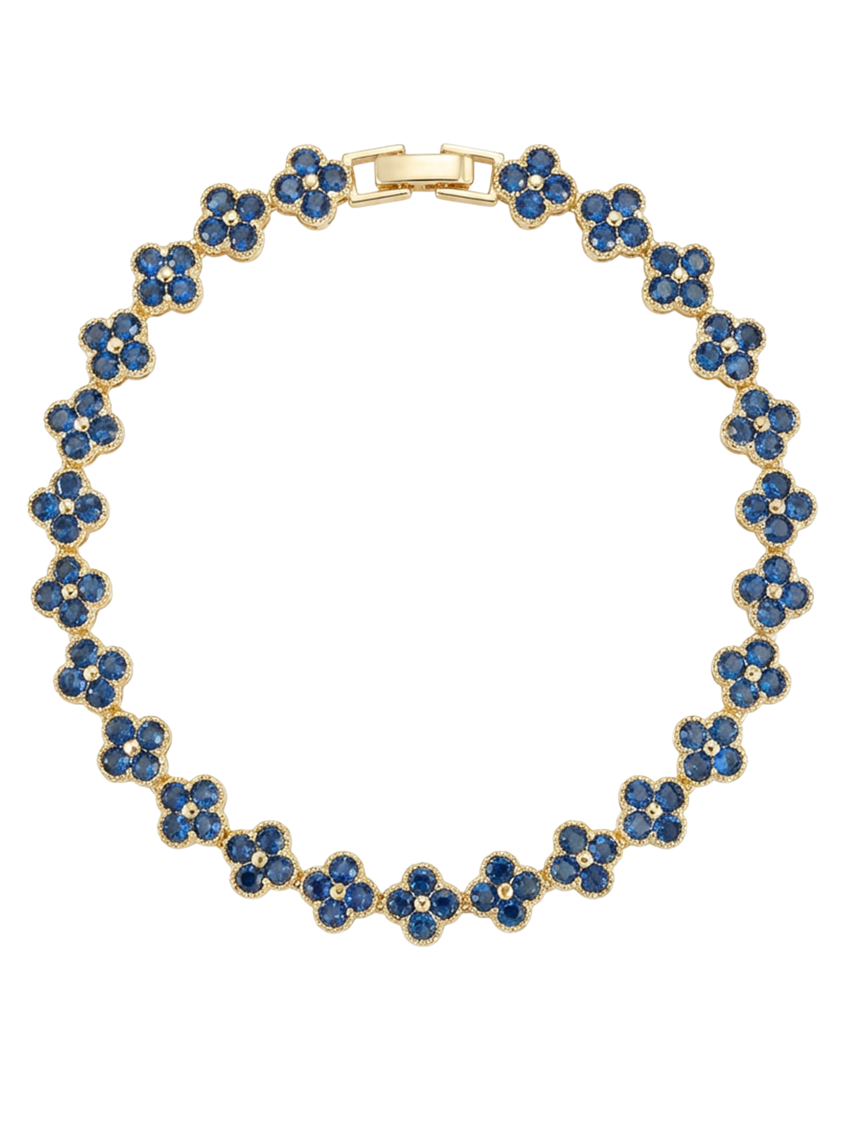 Bianca Bileklik - Safir mavisi yonca motifleriyle zarafeti ve şansı simgeleyen lüks tasarım.