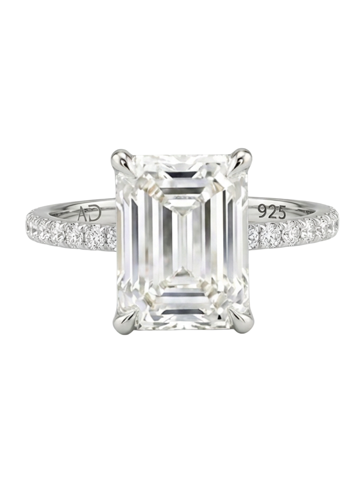 3.7CT | Emerald Cut Eternity Yüzük - Zarif 925 Ayar Gümüş ile tasarlanmış, pırlanta kalitesinde Star taşlar ve şık emerald cut kesimi ile modern bir görünüm sunan lüks yüzük.