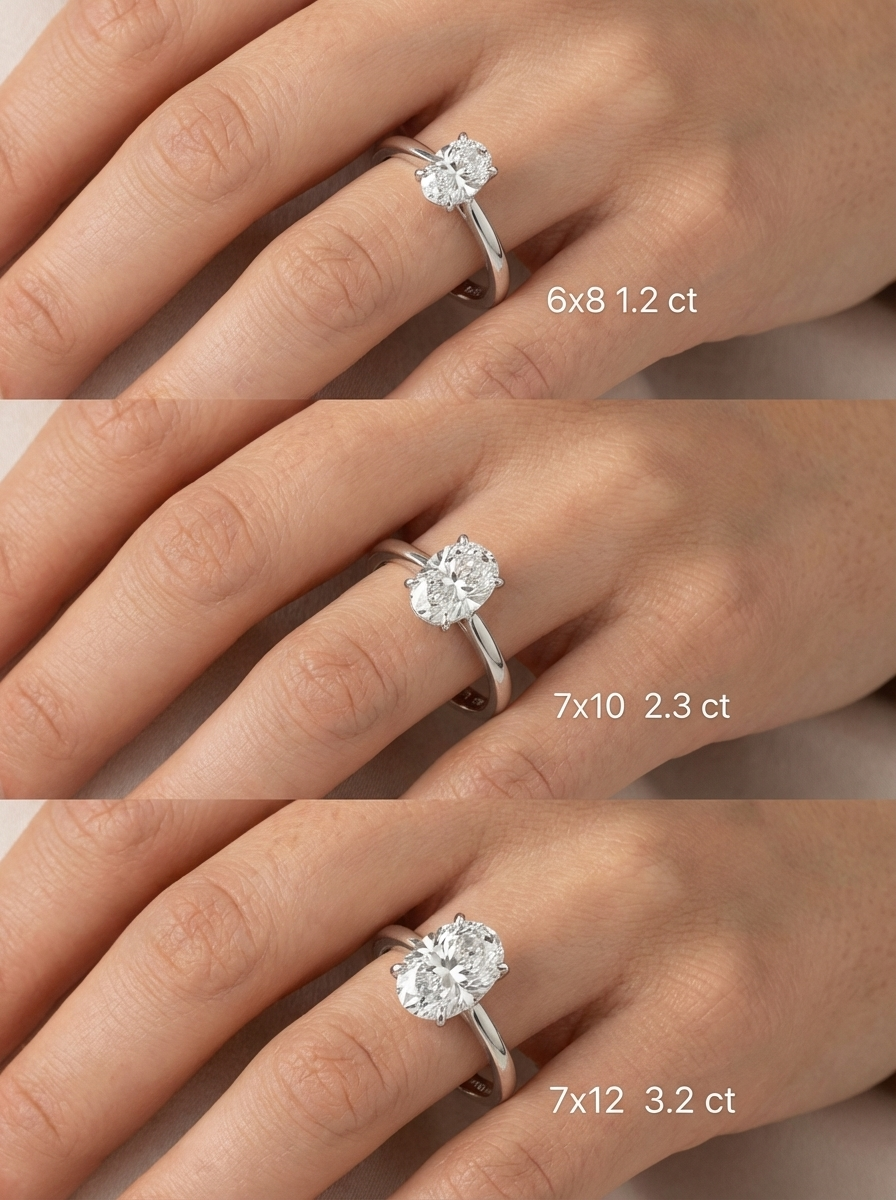 1.2CT Oval Cut Yüzük, farklı renk seçenekleri ile şıklığınızı tamamlar.