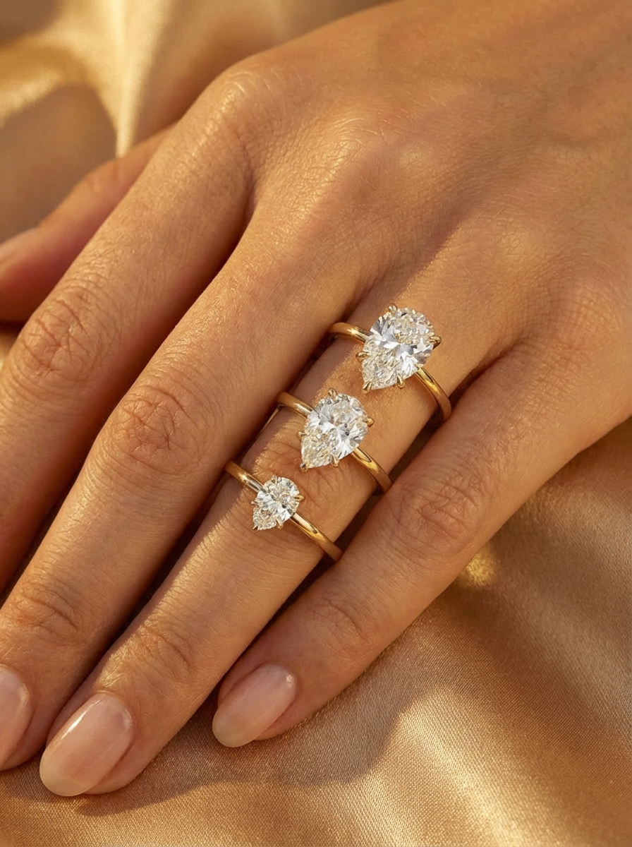 Sofistike 1.0CT Pear Cut Yüzük, minimalist tasarımı ile şıklık arayanlar için ideal seçim. Yüksek kalite 925 ayar gümüş ile üretilmiştir.