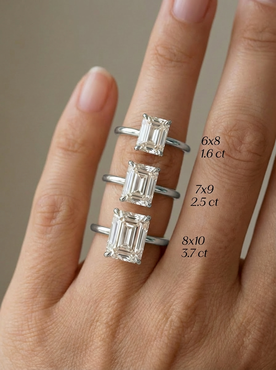 Zarif 2.5CT Emerald Cut Yüzük, 925 ayar gümüş malzemeden üretilmiş, şıklığı ve modern tasarımıyla öne çıkıyor.