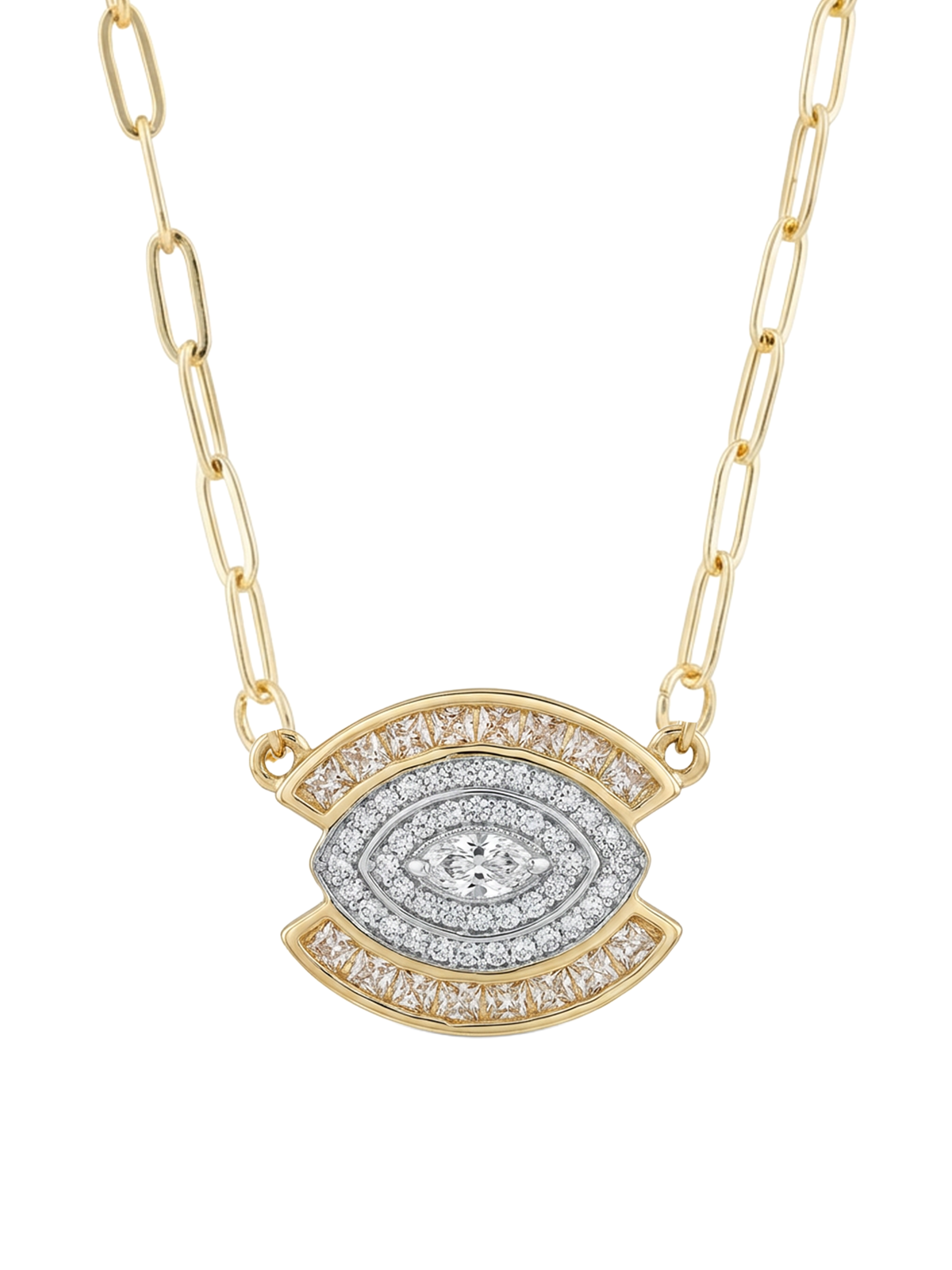 Lucia Kolye - Şampanya taşı zarafetiyle modern göz tasarımı, lüksü boynunuza taşıyan Atelier Duygu'nun özel parçası.