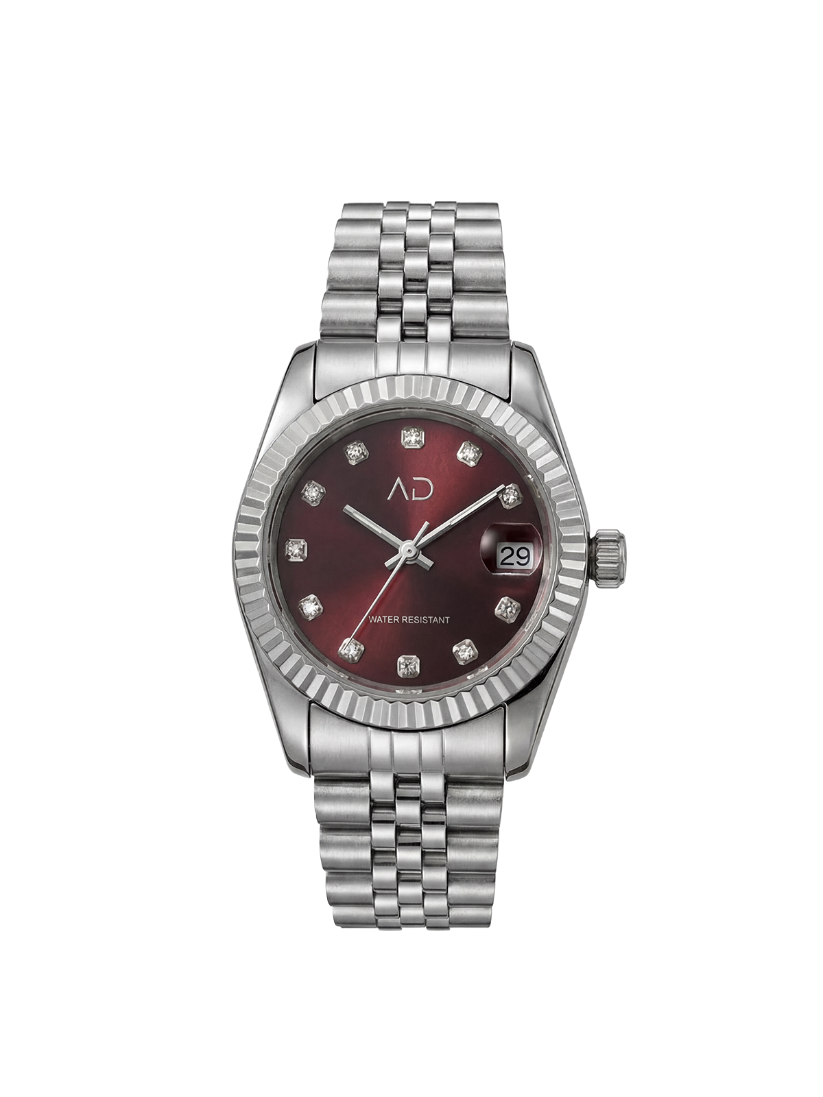 Dark Burgundy Stones Saat