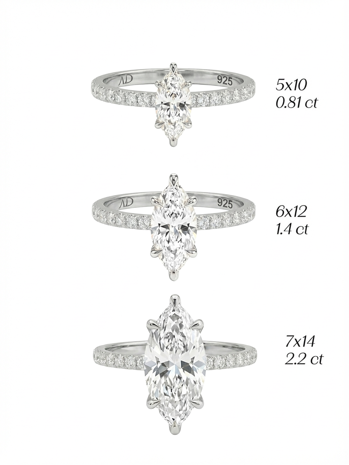 Marquise kesim ile tasarlanmış 2.2CT Marquise Cut Eternity Yüzük, zarafeti ve şıklığı bir araya getiriyor.