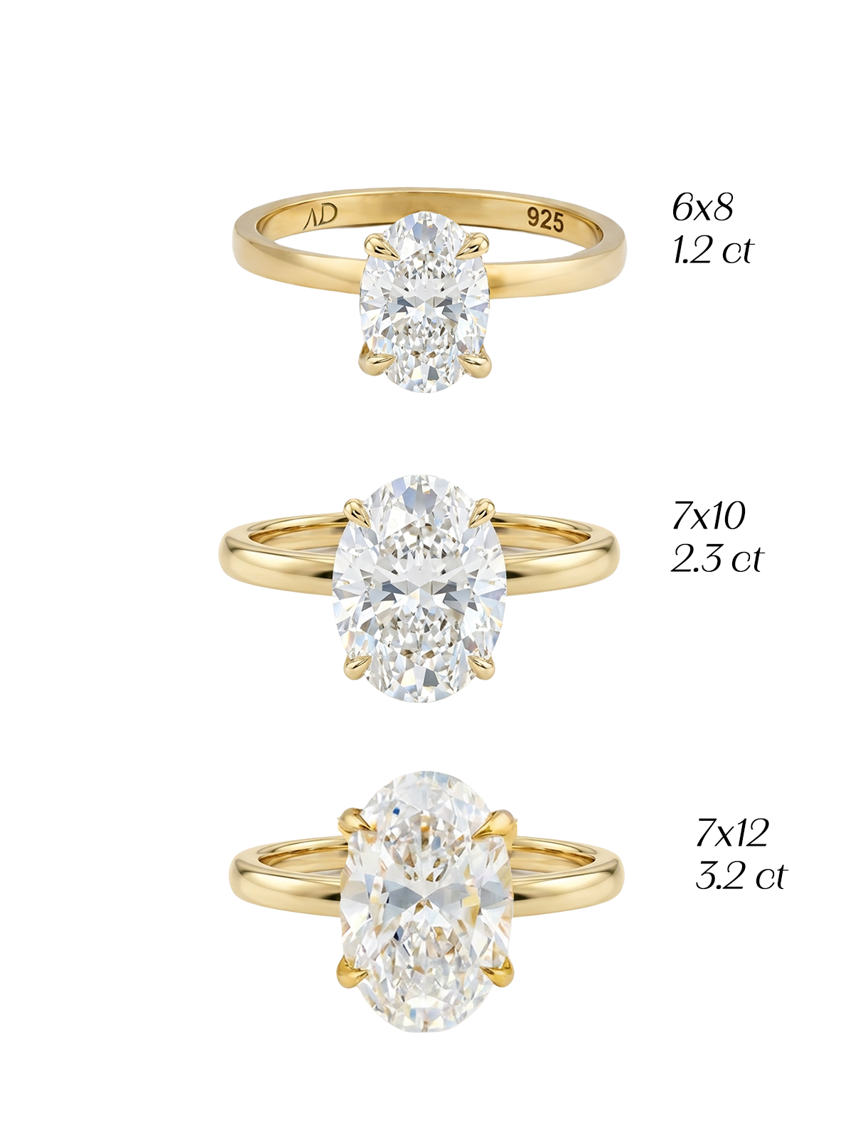 1.2CT Oval Cut Yüzük, kadınlar için zarif bir hediye alternatifi sunar.