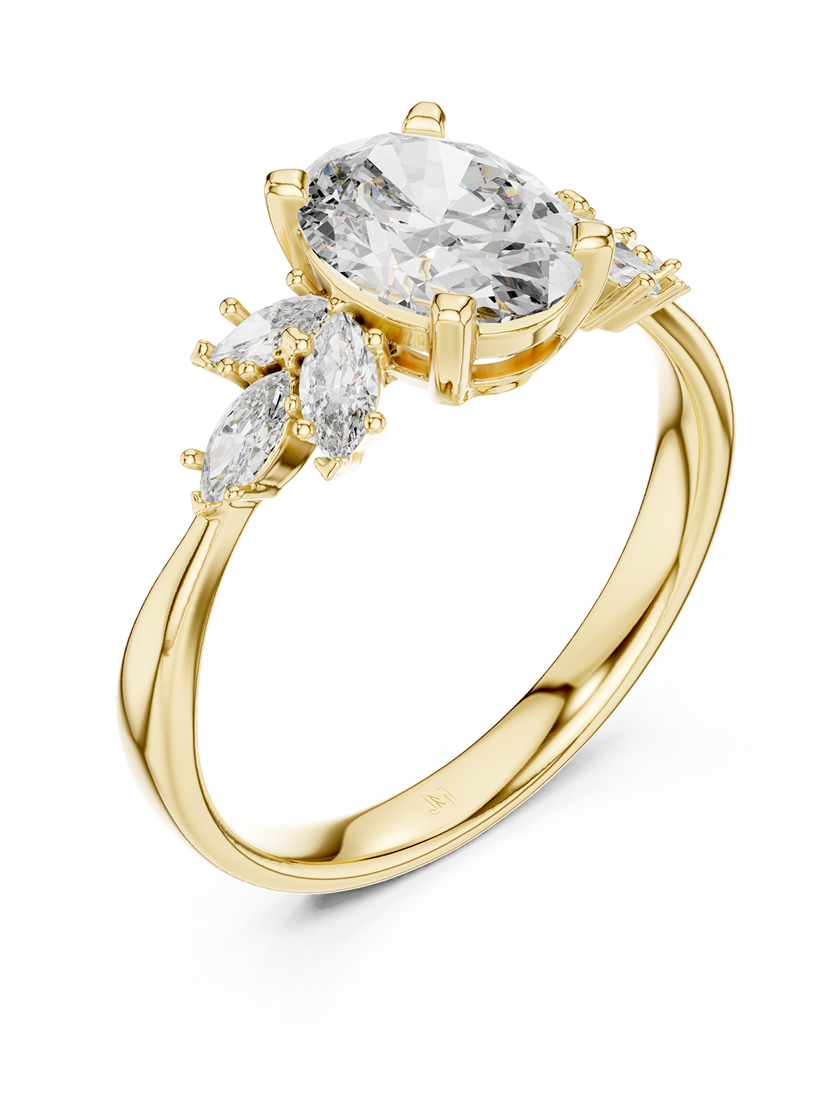 2.3CT | Oval Cut Floral Eternity Yüzük