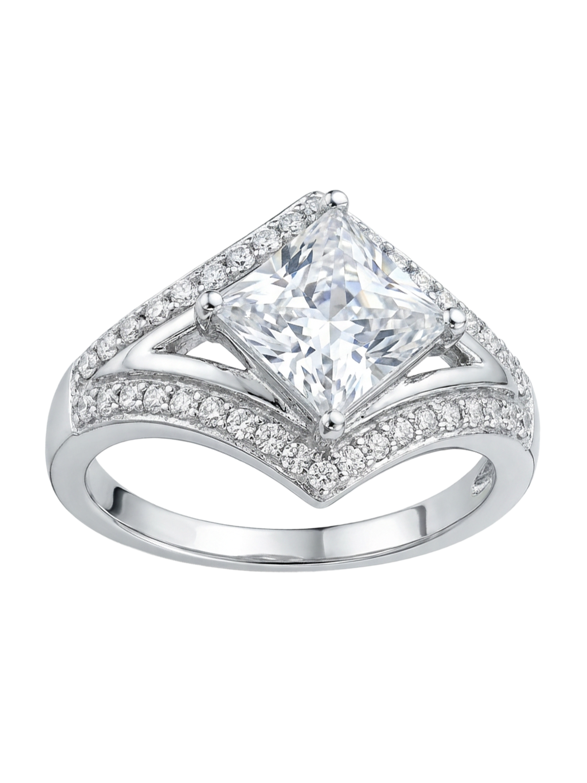 Avery Yüzük - Modern tasarımı ve princess cut zirkon taş detayı ile şık, ayarlanabilir yüzük.