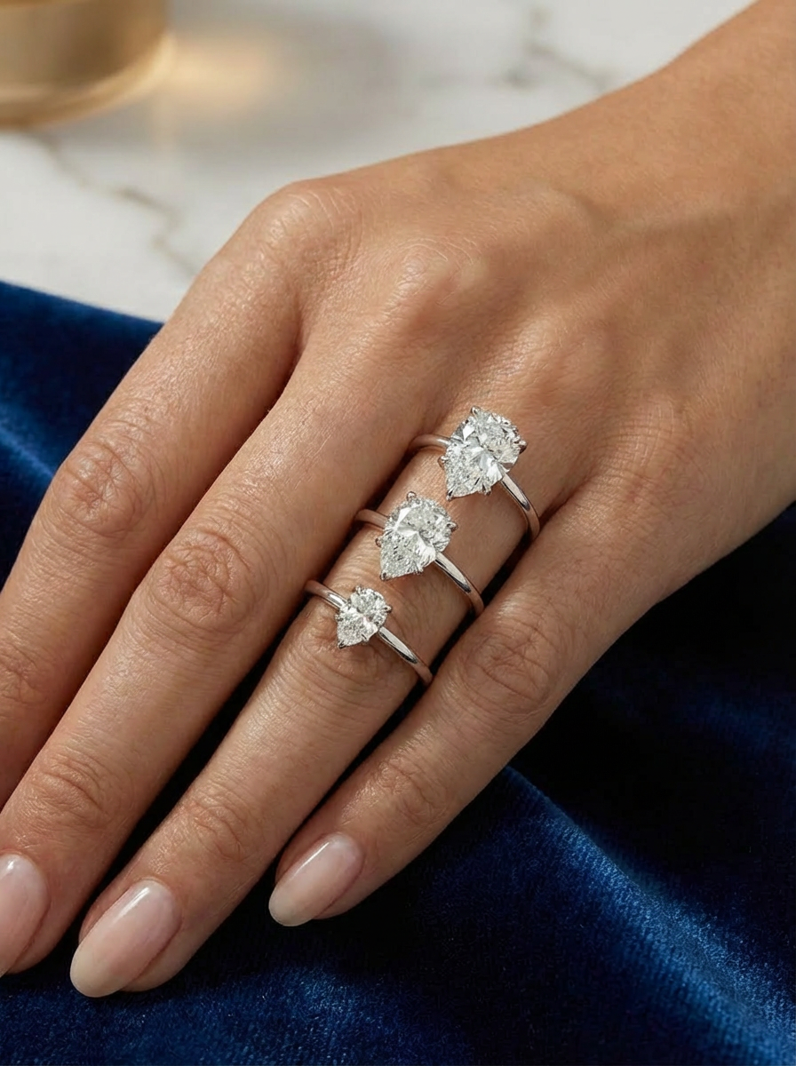 3.0CT Damla Kesim Yüzük, ATELIER DUYGU'nun zarif tasarımıyla 925 ayar gümüş ve şık taş formuyla lüks bir parıltı sunuyor.