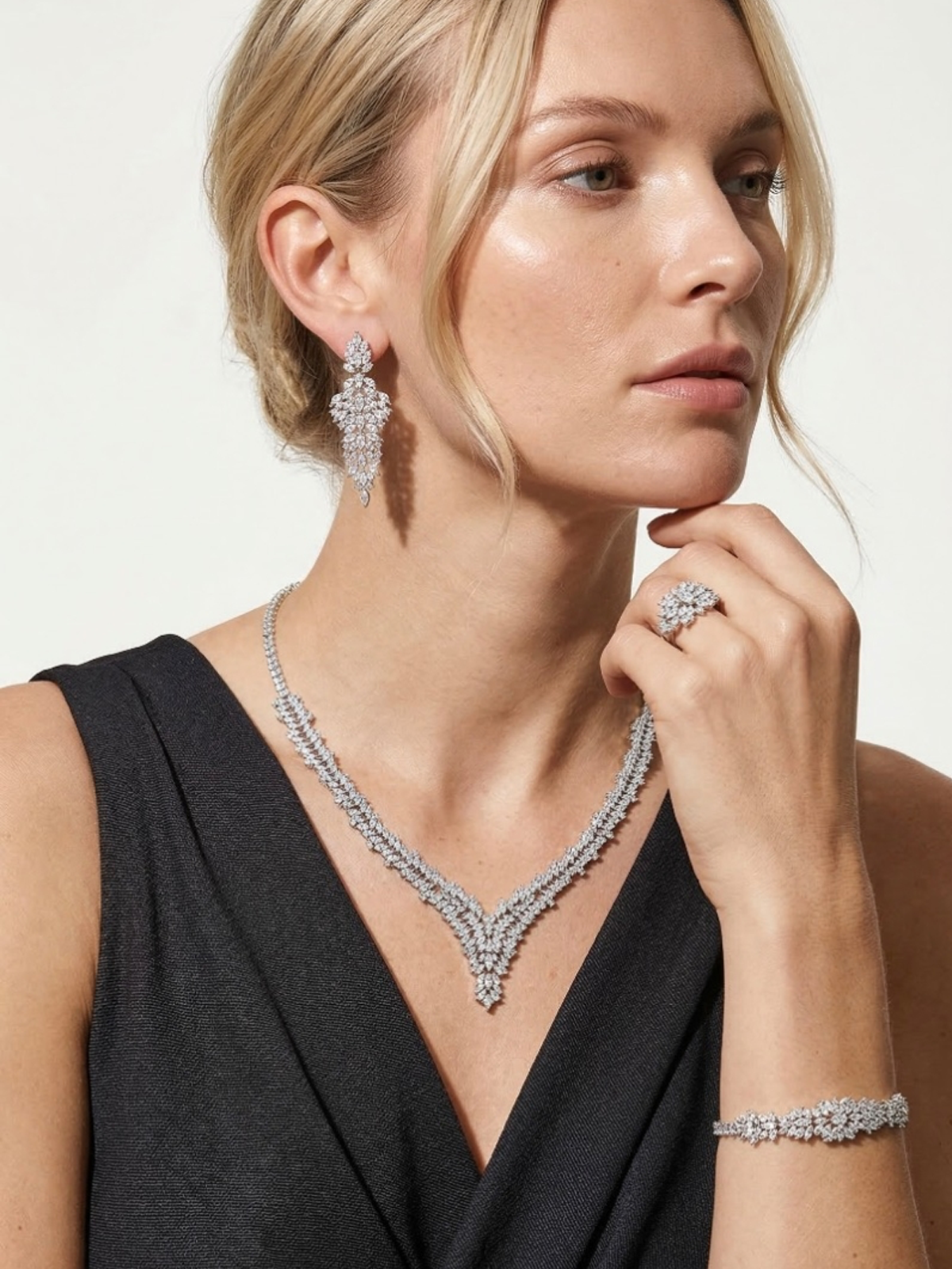 Harper Kolye - Küpe - Bileklik - Yüzük Set