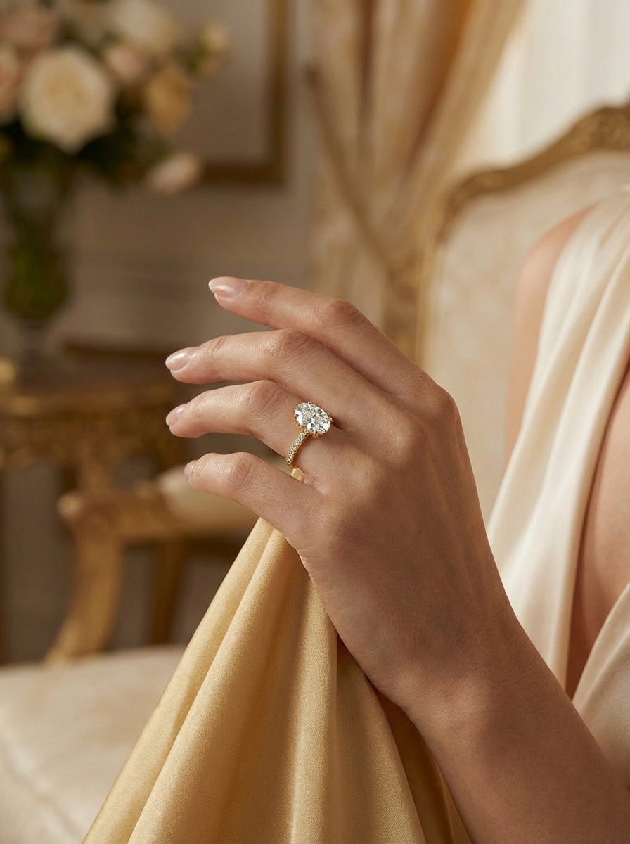 Kadınlar için mükemmel bir güncel seçenek, 1.2CT Oval Cut Eternity Yüzük, net parlaklık ve şık tasarımıyla öne çıkıyor.