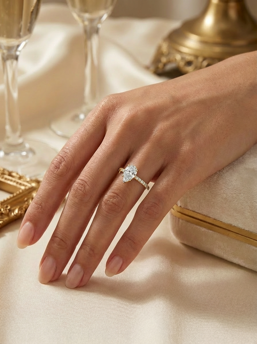 1.0CT Pear Cut Eternity Yüzük, 925 Ayar Gümüş, zarif damla kesim ve ışıltılı tamtur taşlarıyla günlük kullanım için ideal şık bir aksesuar.