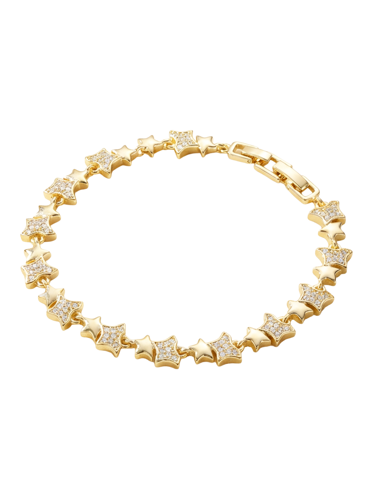 Nora Bileklik - Atelier Duygu tarafından tasarlanmış, yıldız motifleriyle süslenmiş lüks altın kaplama bilezik.