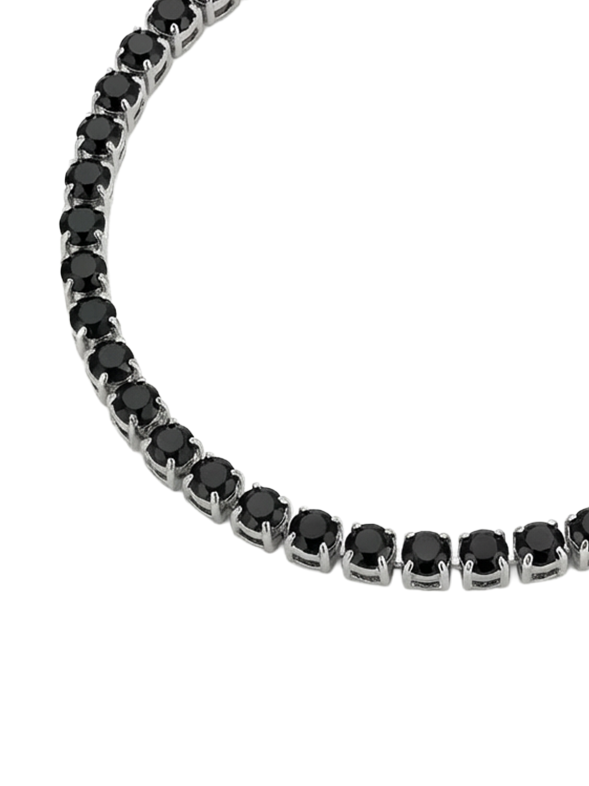 Lüks 2.5MM Black Silver Su Yolu Bileklik, zarif siyah zirkon taşlar ile modern tasarımın buluştuğu şık bir aksesuar.