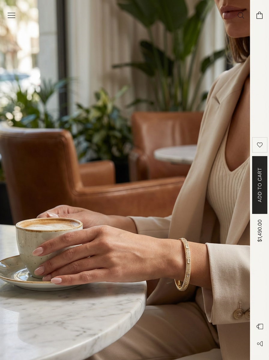 Diana Bileklik - Elegan bir görünüm sunan, baget ve mikro taş detaylarıyla zenginleştirilmiş lüks tasarım.