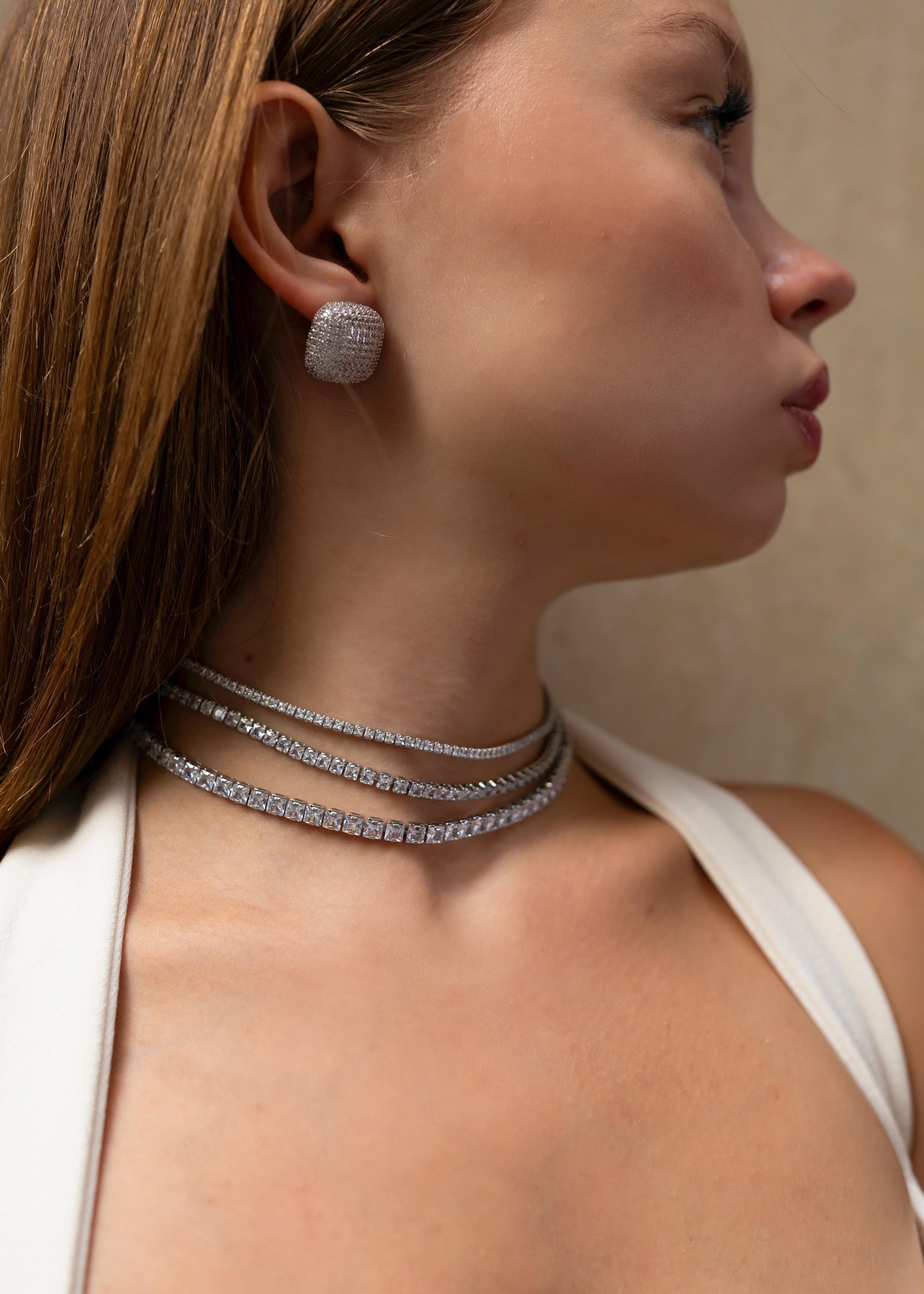 4MM | Choker Princess Cut Su Yolu Kolye |   Luxury Jewelry by  Atelier Duygu.