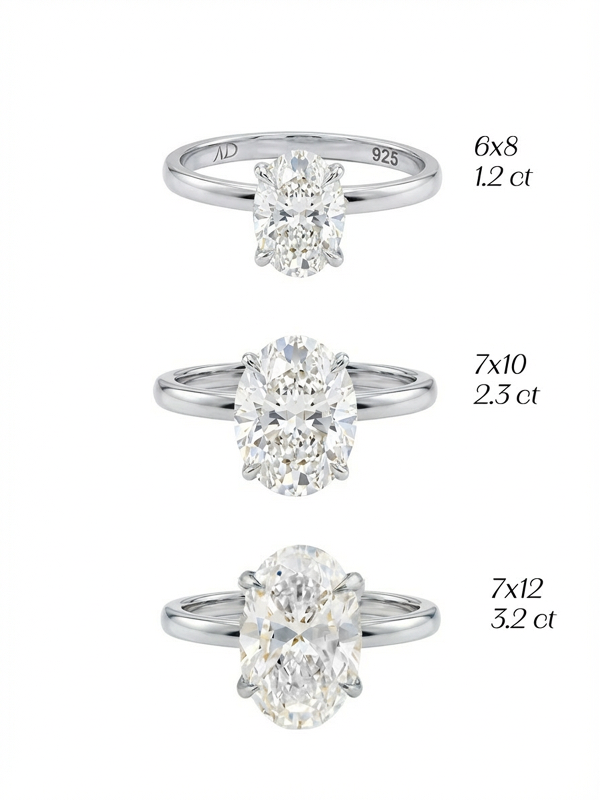 1.2CT Oval Cut Yüzük, günlük kullanım ve özel günler için ideal seçim.