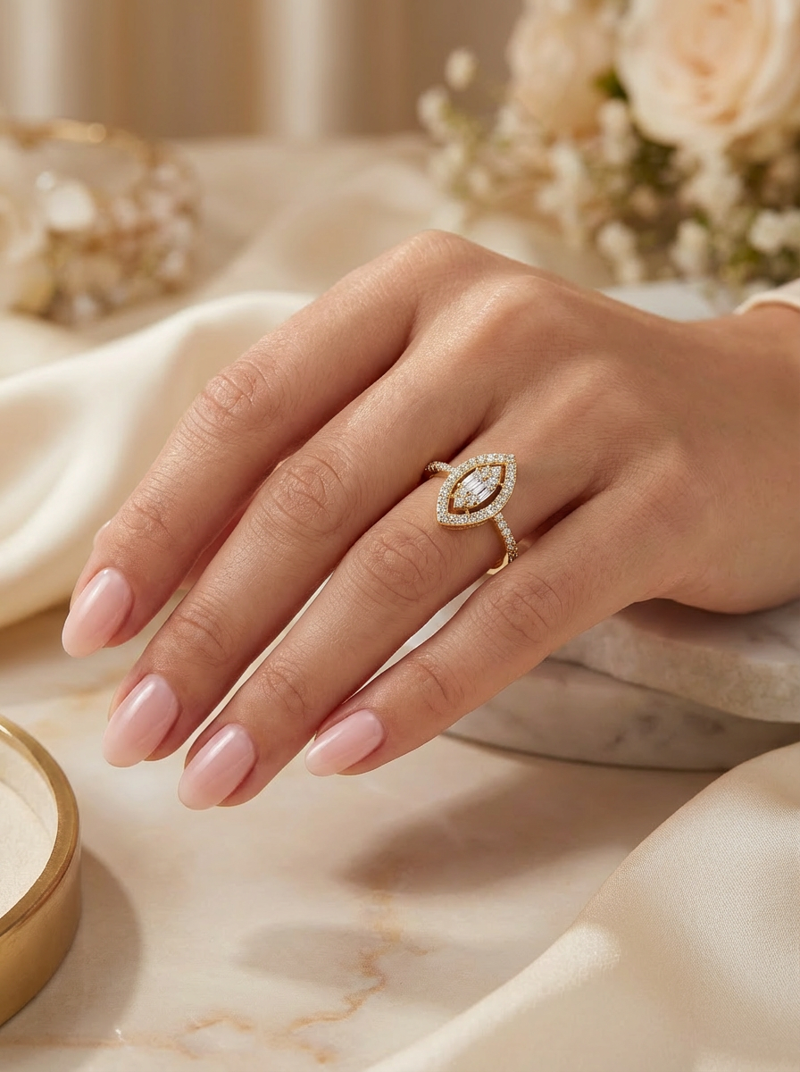 Emily Yüzük - Modern tasarımı ve çift katmanlı taş dizilimi ile şıklığı ön plana çıkaran yüzük.