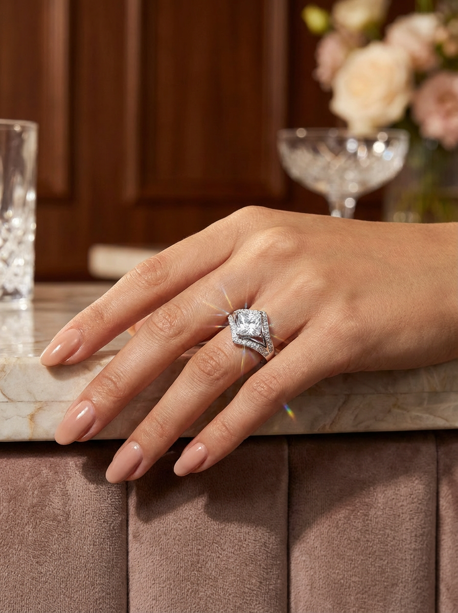 Avery Yüzük - Rodyum kaplama ile ışıltılı görünümü ve gümüş rengindeki zarif detaylarıyla dikkat çeken lüks yüzük.